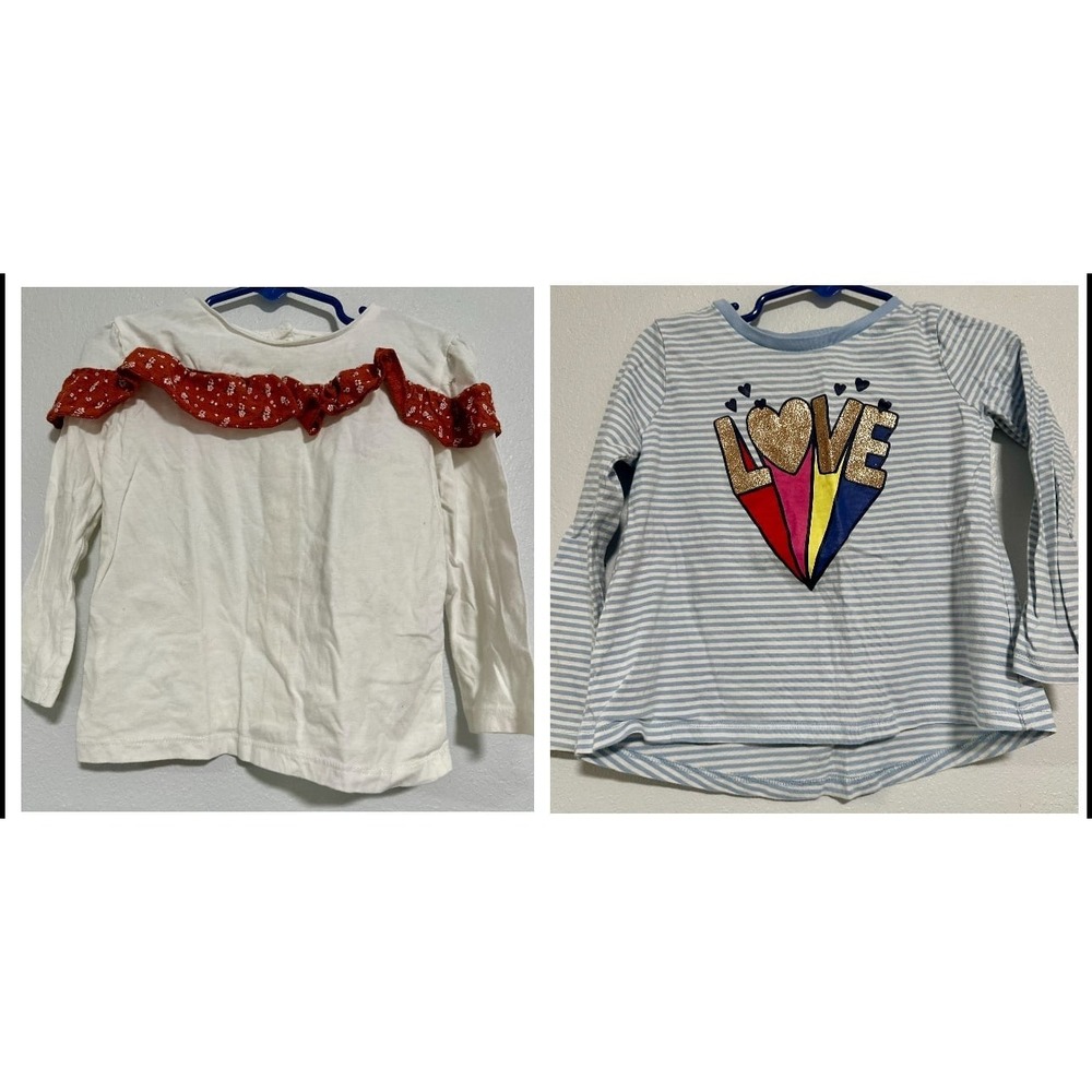 ZARA Baby Girls White Ruffle Floral Long Sleeve Top Size 2-3 Years‎